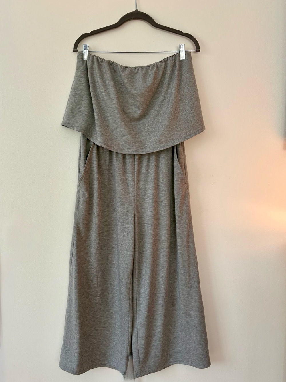 BeBop Grey Strapless Wide-Leg Romper